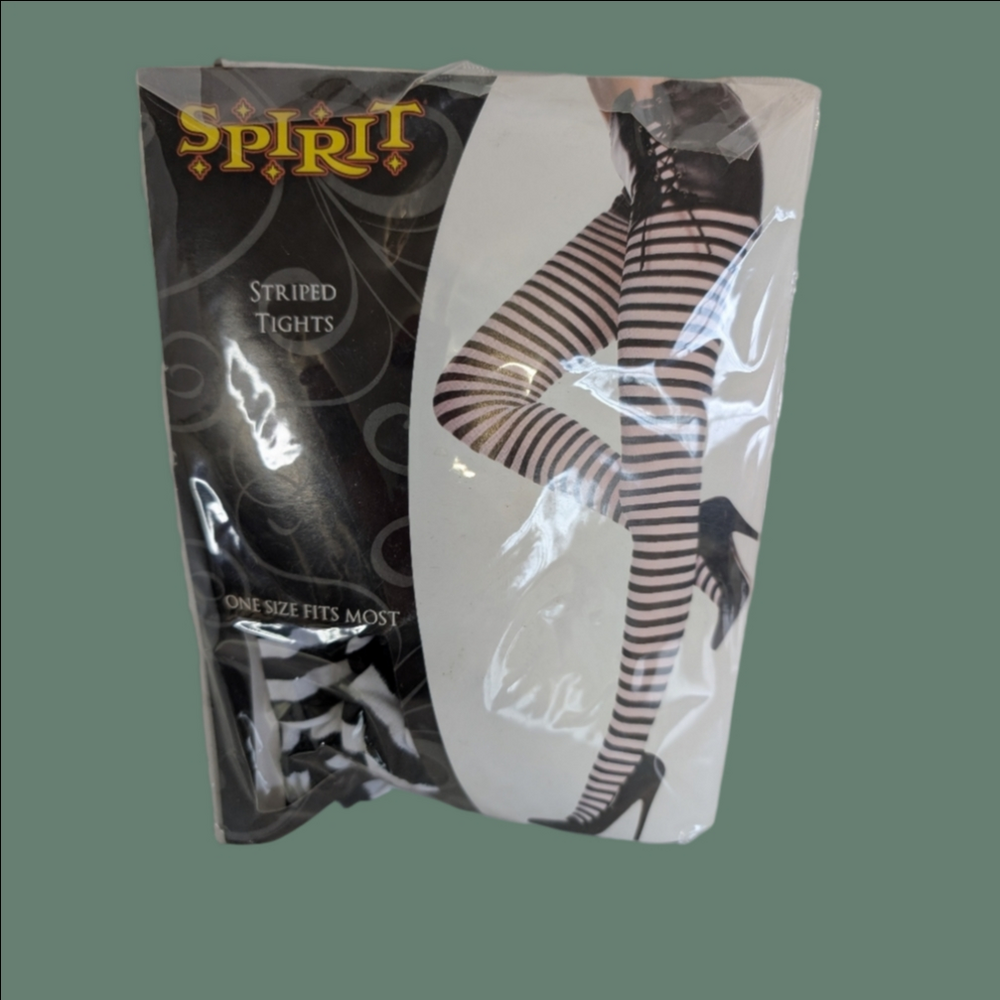 Spirit Monochrome Black With Striped Tights Whimsy fairy GOTH
